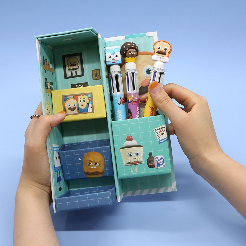 브레드이발소피규어6색볼펜